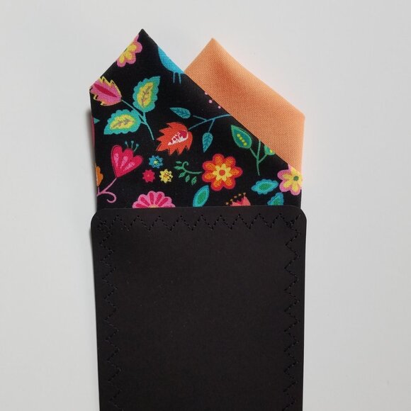 NEW - Contrasting Color 100% Cotton Pre-Folded Pocket Square Handkerchief Insert - Picture 3 of 7